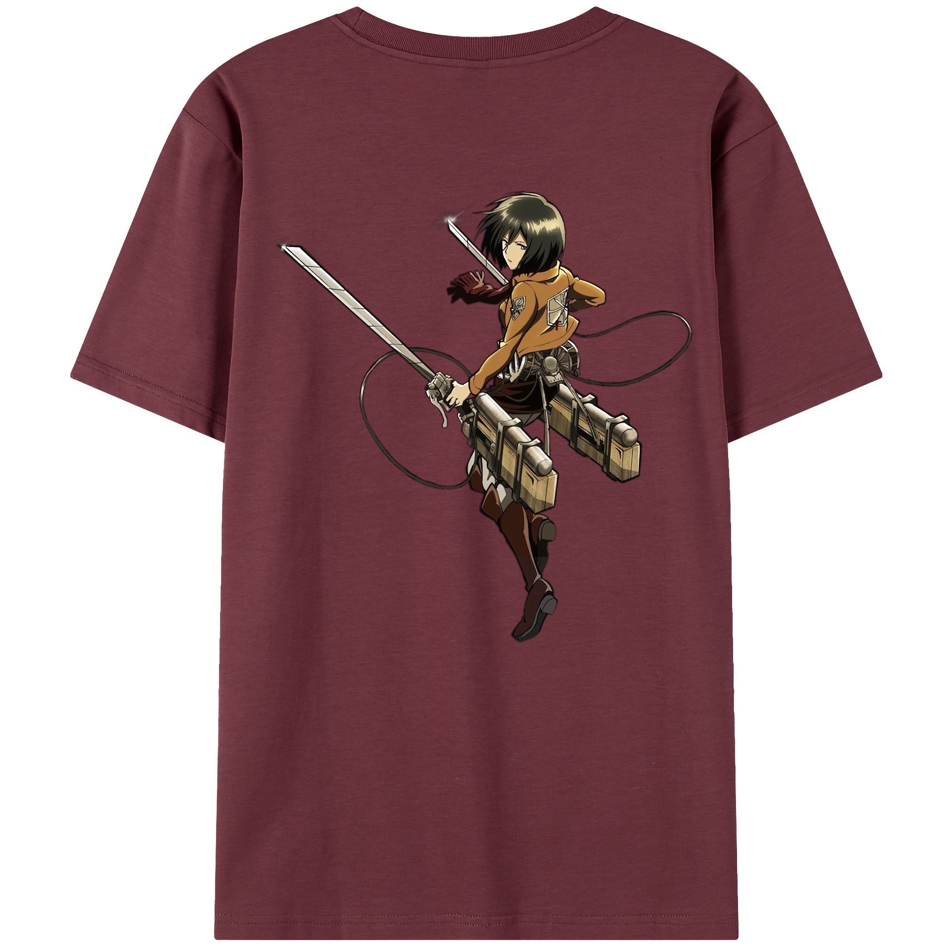 （画像用） 進撃の巨人 ミカサ·アッカーマン Attack on Titan Mikasa Ackerman 綿100％半袖Tシャツ（背面プリント）